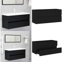 Vidaxl - Waschbeckenunterschrank Schwarz 100x38,5x45 cm Holzwerkstoff - Waschtischschrank - Badezimmermöbel - Holzschränk - Unterbauschrank - Schwarz von VIDAXL