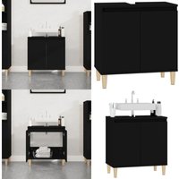 Waschbeckenunterschrank Schwarz 58x33x60 cm Holzwerkstoff - Waschtisch - Badezimmermöbel - Schubladen - Unterschrank - Holzschreibtisch - Home & Waschbeckenunterschrank Schwarz 58x33x60 cm Holzwerkstoff - Waschtisch - Badezimmermöbel - Schubladen - Unterschrank - Holzschreibtisch - Home & von VIDAXL