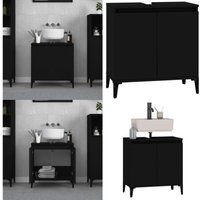 Vidaxl - Waschbeckenunterschrank Schwarz 58x33x60 cm Holzwerkstoff - Waschtisch Unterschrank - Badezimmermöbel - Schubladen - Holzwerkstoff - Schwarz von VIDAXL