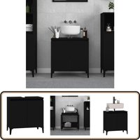 Vidaxl - Waschbeckenunterschrank Schwarz 58x33x60 cm Holzwerkstoff - Waschtisch Unterschrank - Badezimmermöbel - Schubladen - Holzwerkstoff - Schwarz Vidaxl - Waschbeckenunterschrank Schwarz 58x33x60 cm Holzwerkstoff - Waschtisch Unterschrank - Badezimmermöbel - Schubladen - Holzwerkstoff - Schwarz von VIDAXL