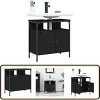 Vidaxl - Waschbeckenunterschrank Schwarz 60x30x60 cm Holzwerkstoff - Badezimmermöbel - Schubladenbadschrank - Unterschrank - Waschbeckenunterschrank von VIDAXL