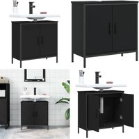 Vidaxl - Waschbeckenunterschrank Schwarz 60x30x60 cm Holzwerkstoff - Badezimmermöbel - Schubladenbadschrank - Unterschrank - Waschbeckenunterschrank Vidaxl - Waschbeckenunterschrank Schwarz 60x30x60 cm Holzwerkstoff - Badezimmermöbel - Schubladenbadschrank - Unterschrank - Waschbeckenunterschrank von VIDAXL