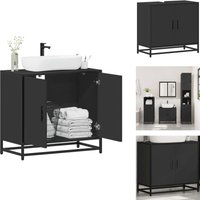Vidaxl - Waschbeckenunterschrank Schwarz 65x33x60 cm Holzwerkstoff - Waschbeckenunterschrank - Waschbeckenunterschränke - Waschbeckenschrank von VIDAXL