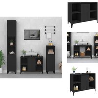 Vidaxl - Waschbeckenunterschrank Schwarz 80x33x60 cm Holzwerkstoff - Waschbeckenunterschrank - Badezimmermöbel - Holzwerkstoffschrank - Schwarzer von VIDAXL