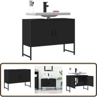 Vidaxl - Waschbeckenunterschrank Schwarz 80x33x60 cm Holzwerkstoff - Waschbeckenunterschrank - Badezimmermöbel - Holzwerkstoffschrank - Schwarzer Vidaxl - Waschbeckenunterschrank Schwarz 80x33x60 cm Holzwerkstoff - Waschbeckenunterschrank - Badezimmermöbel - Holzwerkstoffschrank - Schwarzer von VIDAXL