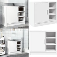 Vidaxl - Waschbeckenunterschrank Weiß 63x29x55 cm Holzwerkstoff - Waschtischunterschrank - Badezimmermöbel - Holzwerkstoff - Weißer Schrank von VIDAXL