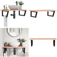 Vidaxl - Waschtischplatte mit Halterung Stahl und Massivholz Eiche - Waschtischplatte - Eichenholzablage - Badmöbel - Spiegelschrank Vidaxl - Waschtischplatte mit Halterung Stahl und Massivholz Eiche - Waschtischplatte - Eichenholzablage - Badmöbel - Spiegelschrank von VIDAXL
