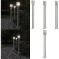 Wegeleuchten mit Bewegungsmelder 3 Stk. Silbern 110cm Edelstahl - Outdoor-Beleuchtung - Gartenlampe - LED-Lampe - Bewegungsmelder - Edelstahl - Home von VIDAXL