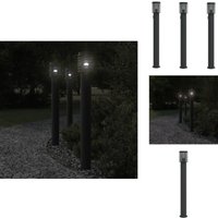 Vidaxl - Wegeleuchten mit Steckdose 3 Stk. Schwarz 110 cm Edelstahl - Outdoor-Beleuchtung - Gartenlampe - LED-Lampe - Edelstahl Lampe - Wetterfeste von VIDAXL
