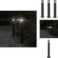 Wegeleuchten mit Steckdose 3 Stk. Schwarz 80 cm Aluminium - Gartenlampe - LED-Lampe - Außenstehleuchte - Outdoor-Beleuchtung - Wetterfeste Lampe von VIDAXL