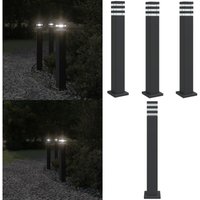 Wegeleuchten mit Steckdose 3 Stk. Schwarz 80 cm Aluminium - Gartenlampe - LED-Lampe - Außenstehleuchte - Outdoor-Beleuchtung - Wetterfeste Lampe von VIDAXL