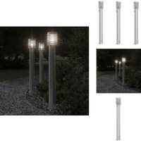 Wegeleuchten mit Steckdose 3 Stk. Silbern 110 cm Edelstahl - Outdoor-Beleuchtung - Gartenlampe - LED-Lampe - Edelstahl Lampe - Wetterfeste Beleuchtung von VIDAXL
