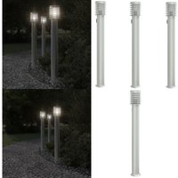 Wegeleuchten mit Steckdose 3 Stk. Silbern 110 cm Edelstahl - Outdoor-Beleuchtung - Gartenlampe - LED-Lampe - Edelstahl Lampe - Wetterfeste von VIDAXL