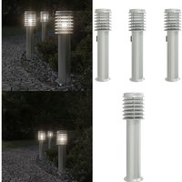 Wegeleuchten mit Steckdose 3 Stk. Silbern 60 cm Edelstahl - Gartenlampe - Außenstehleuchte - LED-Lampe - Edelstahl Lampe - Wetterfeste Beleuchtung von VIDAXL