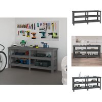 Vidaxl - Werkbänke - Living Werkbank Grau 181x50x80 cm Massivholz Kiefer - Grau von VIDAXL