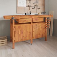 Vidaxl - Werkbank mit Schubladen Schraubstöcken 162x62x83 cm Akazienholz von VIDAXL