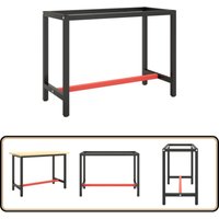 Vidaxl - Werkbankgestell Mattschwarz und Mattrot 110x50x79 cm Metall - Metall Gestell - Werkbankgestell - Tischgestell - Robustes Gestell von VIDAXL