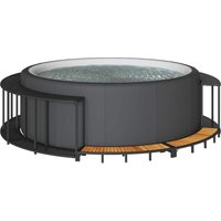 Vidaxl - Whirlpool-Umrandung mit Stauraum Holztreppe Schwarz Poly Rattan von VIDAXL