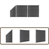 Vidaxl - Zaunelement Set wpc 446x(105-186) cm Schwarz - Gartenzäunen - WPC-Zäune - Holzzäune - Kunststoffzäune - Schwarz von VIDAXL
