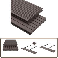 Wpc Massive Terrassendielen mit Zubehör 10 m² 4 m Dunkelbraun - Holzterrasse - wpc Terrasse - Gartenmöbel - Outdoor Möbel - Balkonmöbel von VIDAXL