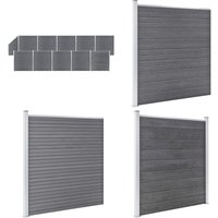 Wpc Zaun-Set 10 Quadrate + 1 Schräge 1830x186 cm Grau - Holz Zaun - Gartenzaun - wpc Zaun - Privacy Screen - Terrasse Zaun - Home & Living von VIDAXL