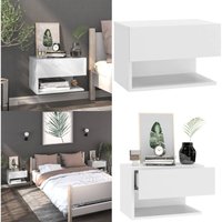 Vidaxl - Wand-Nachttisch Hochglanz-Weiß - Wandregal - Holzwerkstoff Möbel - Nachtschränkchen - Wohnzimmer Deko - Regal Weiß - Home & Living von VIDAXL
