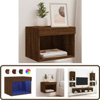 Wand-Nachttisch mit LED-Leuchten Braun Eichen-Optik - TV-Tisch - Nachtkast - Holznachtttisch - Wohnraumdeko - Beleuchtung Wand-Nachttisch mit LED-Leuchten Braun Eichen-Optik - TV-Tisch - Nachtkast - Holznachtttisch - Wohnraumdeko - Beleuchtung von VIDAXL