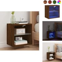 Wand-Nachttisch mit LED-Leuchten Braun Eichen-Optik - tv Möbel - Nachtkästchen - Holznachtschränkchen - Wohnraumdekoration - Beleuchtung von VIDAXL