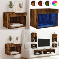 Vidaxl - Wand-Nachttisch mit LED-Leuchten Räuchereiche - TV-Tisch - Nachtkast - Regal - Wohnraumdekoration - Beleuchtung - Home & Living von VIDAXL