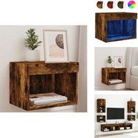 Vidaxl - Wand-Nachttisch mit LED-Leuchten Räuchereiche - TV-Tisch - Nachtkast - Regal - Wohnraumdekoration - Beleuchtung von VIDAXL
