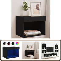 Vidaxl - Wand-Nachttisch mit LED-Leuchten Schwarz - TV-Tisch - Nachtkästchen - Holznachttesch - Schlafzimmermöbel - Wohnraumorganisation von VIDAXL