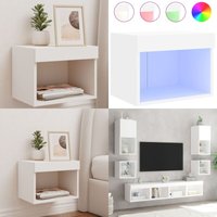 Vidaxl - Wand-Nachttisch mit LED-Leuchten Weiß - TV-Stand - Nachtkästchen - Wohnraumdeko - Beleuchtung - Regal - Home & Living von VIDAXL