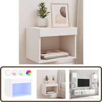 Vidaxl - Wand-Nachttisch mit LED-Leuchten Weiß - TV-Stand - Nachtkästchen - Wohnraumdeko - Beleuchtung - Regal von VIDAXL