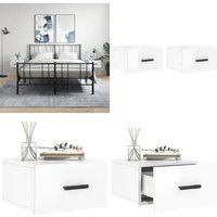 Wand-Nachttische 2 Stk. Hochglanz-Weiß 35x35x20 cm - Wandregal - Hängeschrank - Wohnzimmerdeko - Schlafzimmermöbel - Nachtkästchen - Home & Living von VIDAXL