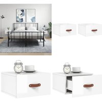 Vidaxl - Wand-Nachttische 2 Stk. Hochglanz-Weiß 35x35x20 cm - Wandregal - Wohnzimmerdeko - Nachtkästchen - Regal Weiß - Hängeschrank - Home & Living von VIDAXL