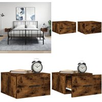 Vidaxl - Wand-Nachttische 2 Stk. Räuchereiche 35x35x20 cm - Wandregal - Wohnzimmerdeko - Hängeschrank - Schlafzimmermöbel - Nachtkästchen - Home & von VIDAXL