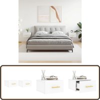 Wand-Nachttische 2 Stk. Weiß 35x35x20 cm - Wandregal - Wohnzimmerdeko - Hängeschrank - Nachtkästchen - Schlafzimmermöbel von VIDAXL