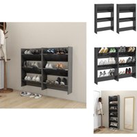 Wand-Schuhschränke 2 Stk. Hochglanz-Grau 60x18x90 cm - Wand-Schuhschrank - Schuhschrank - Schuhregal - Garderobe - Aufbewahrungsbox Wand-Schuhschränke 2 Stk. Hochglanz-Grau 60x18x90 cm - Wand-Schuhschrank - Schuhschrank - Schuhregal - Garderobe - Aufbewahrungsbox von VIDAXL