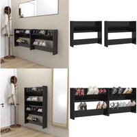 Wand-Schuhschränke 2 Stk. Hochglanz-Schwarz 80x18x60cm - Wand-Schuhschrank - Schuhschrank - Garderobe - Schrank - Stauraum - Home & Living von VIDAXL