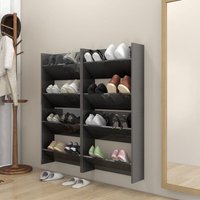 Wand-Schuhschränke 4 Stk. Hochglanz-Grau 60x18x60cm - Vidaxl Wand-Schuhschränke 4 Stk. Hochglanz-Grau 60x18x60cm - Vidaxl von VIDAXL