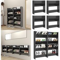 Wand-Schuhschränke 4 Stk. Hochglanz-Grau 60x18x60cm - Wand-Schuhschrank - Schuhschrank - Schuhorganisation - Garderobe - Flurmöbel - Home & Living von VIDAXL