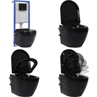 Vidaxl - Wand-WC Spülrandlos Unterputz-Spülkasten Schwarz Keramik - Wand-WC spülrandlos - wc spülrandlos - Home & Living - Schwarz von VIDAXL