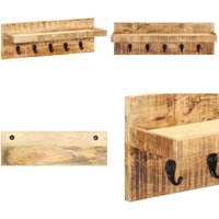 Wandgarderobe 60 x 15 x 20 cm Raues Mango-Massivholz - Garderobe - Garderoben - Home & Living - Braun von VIDAXL