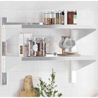 Wandregal mit 2 Böden 75x40x60 cm Silbern Edelstahl Vidaxl von VIDAXL