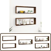 Wandregale 2 Stk. Räuchereiche 80x15x26,5 cm Holzwerkstoff - Wandregal - Holzregal - Wohnraum Deko - Möbel Online Kaufen - Badezimmer Organisation von VIDAXL