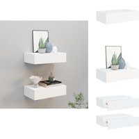Wandregale mit Schubladen 2 Stk. Weiß 40x23,5x10 cm mdf - Wand Regal - Regal Mit Schublade - Weißes Regal - Möbel Für Wohnzimmer - Nachttisch von VIDAXL