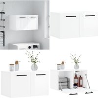 Vidaxl - Wandschrank Hochglanz-Weiß 60x36,5x35 cm Holzwerkstoff - Hängeschrank - Wandschrank - Holzwerkstoffschrank - Weißer Schrank von VIDAXL