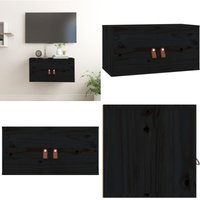 Wandschrank Schwarz 60x30x30 cm Massivholz Kiefer - Holzregal - Wandregal Schwarz - Hängeschrank - Regal Massiv - Speicherplatz - Home & Living von VIDAXL