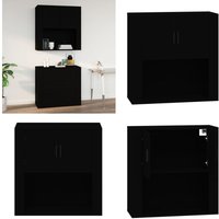Wandschrank Schwarz 80x33x80 cm Holzwerkstoff - Hängeschrank - Wandschrank - Küchenregal - Regal Schwarz - Holzwerkstoffschrank - Home & Living von VIDAXL
