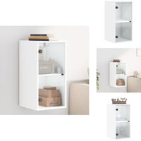 Wandschrank mit Glastüren Weiß 35x37x68,5 cm - Hängeschrank - Wandschrank - Aufbewahrungsraum - Wohnzimmermöbel - Schlafzimmermöbel von VIDAXL